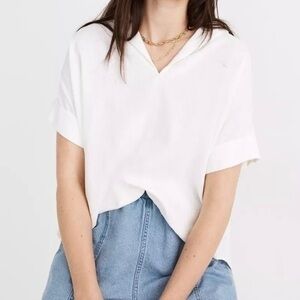 New Madewell Linen-Blend Hayden Popover Top